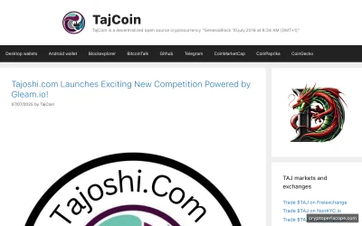 TajCoin Website Preview